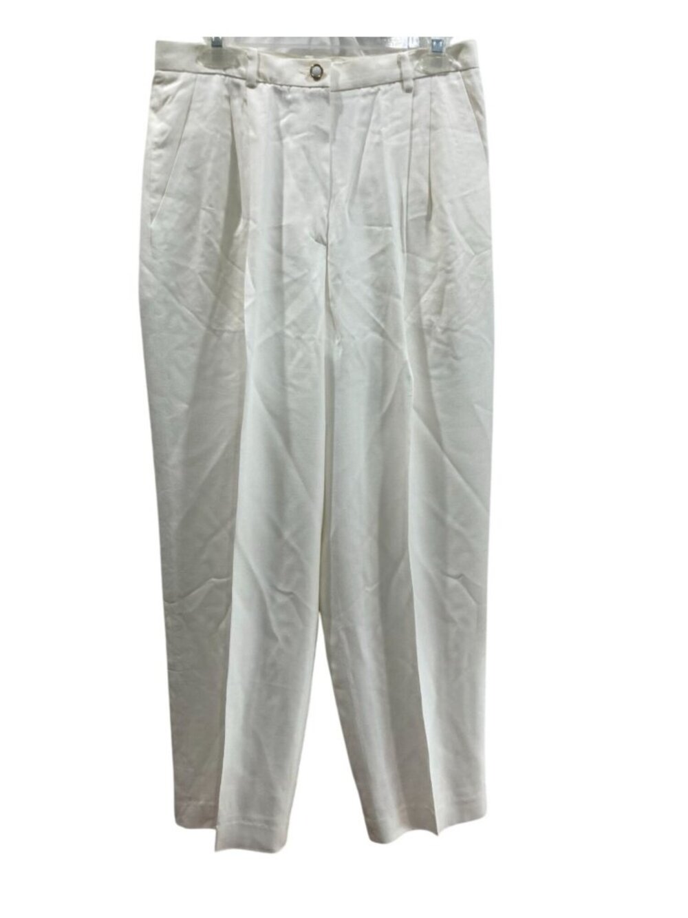 Vintage 80s Dress Pants 14P Cream Minimalist Capsule High Rise Office Preppy